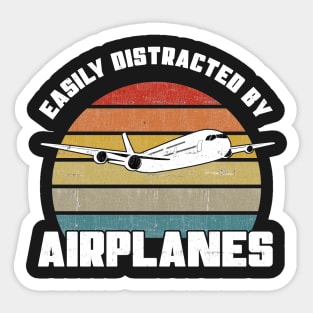 Easily Distracted By Airplanes - Pilot Aviation Flight product Sticker